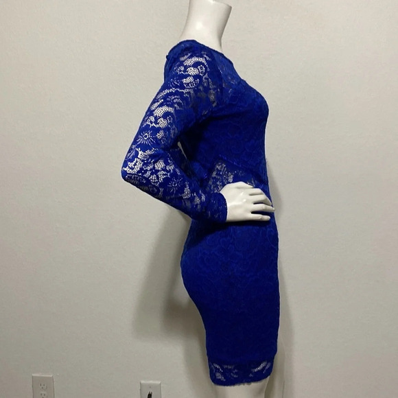 Social Stories Cobalt Blue Lace Side Cut Outs Bodycon Dress Size M - Picture 5 of 9